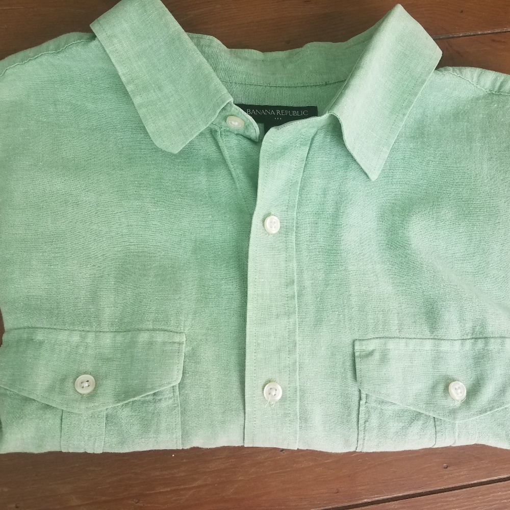 Banana Republic Green S/S Button Down Shirt Sz XL